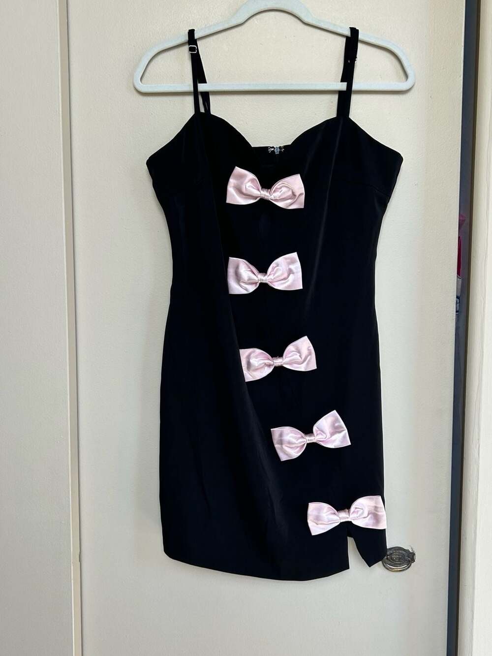 Avec Les Filles Black Mini Dress With Pink Satin Bows Size 6
